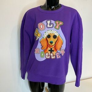 HANDMADE Doxie "Holy Roller" Hippy Flower child Sweatshirt